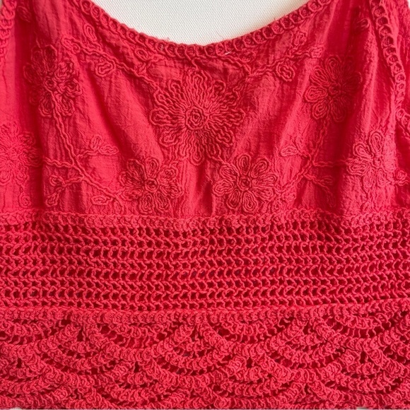 Love Riche Bright Coral Crochet Tank Top - Picture 2 of 7